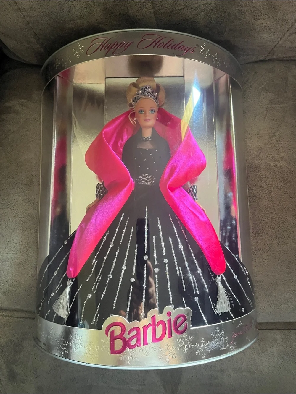 NIP 1998 Happy Holidays Barbie with misprinted box